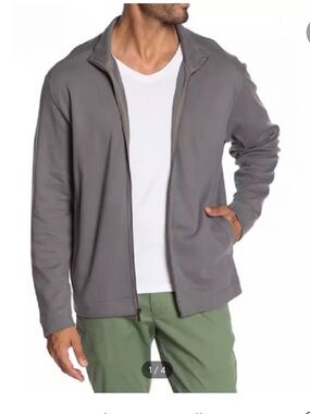 Tommy Bahama Ravello Jersey Full Zip Cotton Charcoal Gray Size Large
